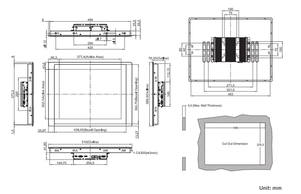 CS-119C-R11/P1201-X6425E-R10 Panel PC 5 CS-119C-R11/P1201-X6425E-R10 Panel PC 5