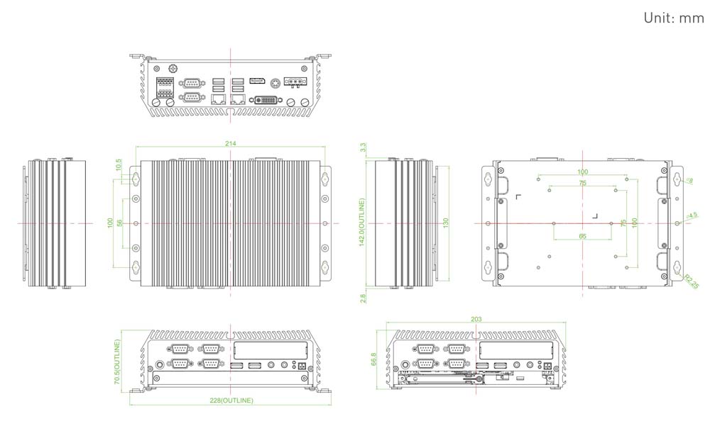 Embedded PC DI-1000-i7-R11 Skizze 2 Embedded PC DI-1000-i7-R11 Skizze 2