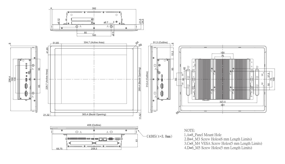 Panel PC CV-115R-R10/P2202E-i5-R10 maß2
