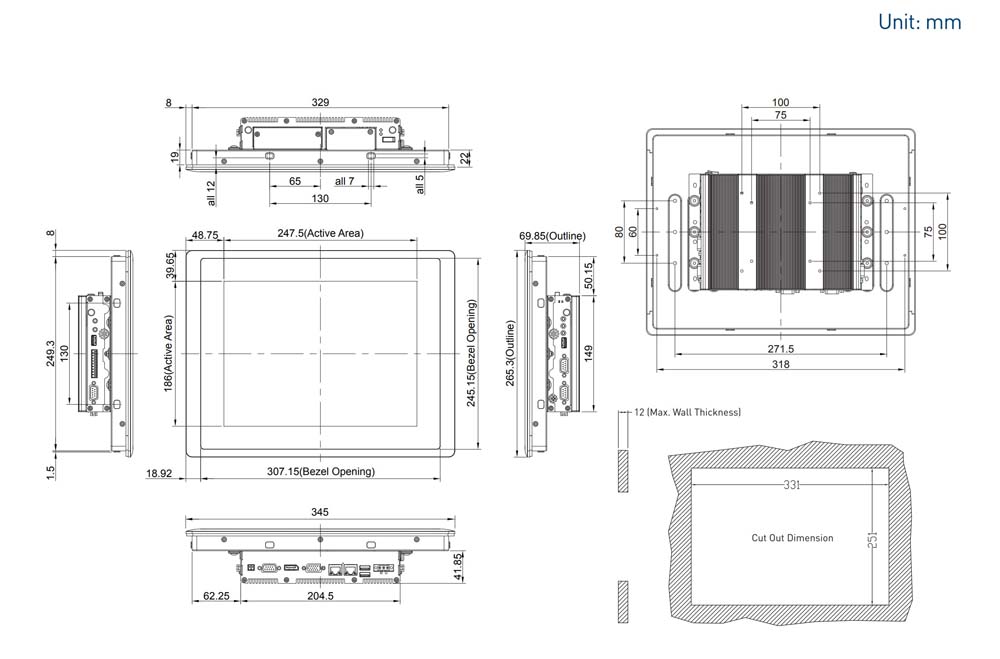 Panel PC CV-112R-R10/P1101-E50-R10 S02