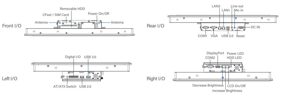 Panel PC CV-119R-R10/P1001-R10 Skizze 01 Panel PC CV-119R-R10/P1001-R10 Skizze 01
