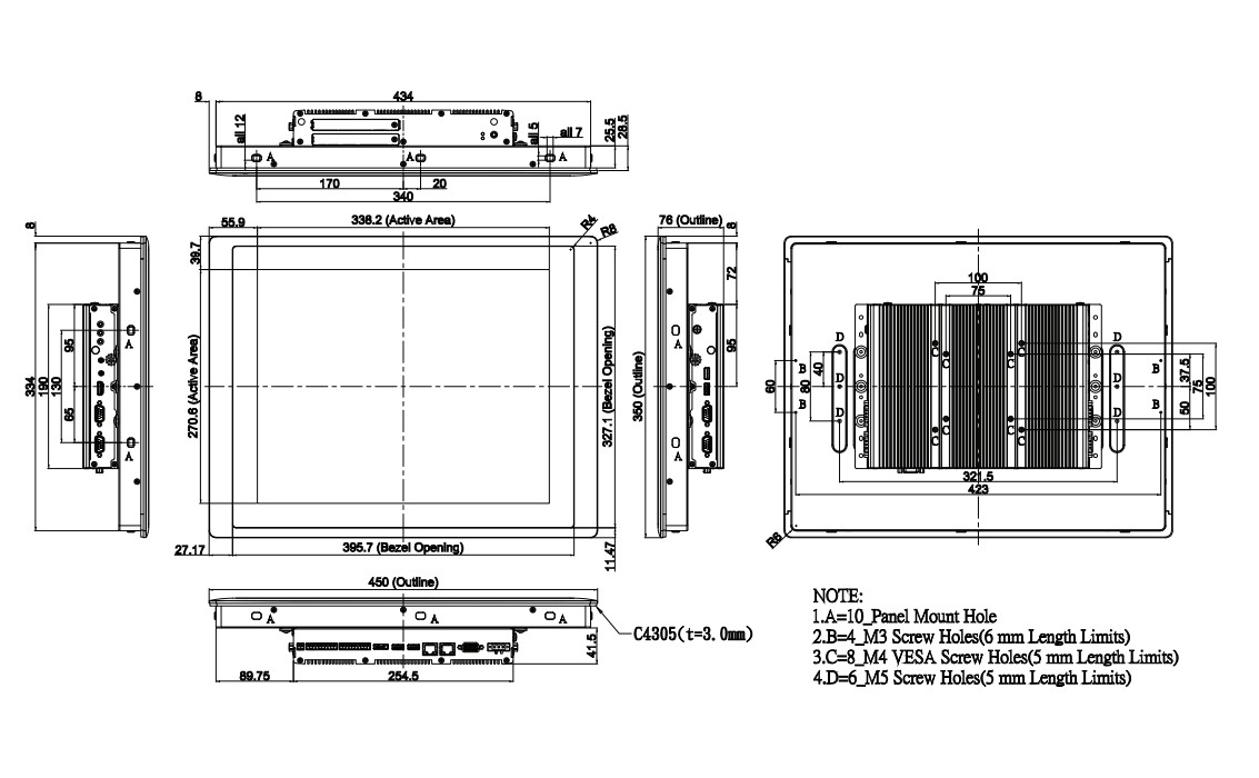 Panel PC CV-117R-R10/P2202-i5-R10 maße2 Panel PC CV-117R-R10/P2202-i5-R10 maße2