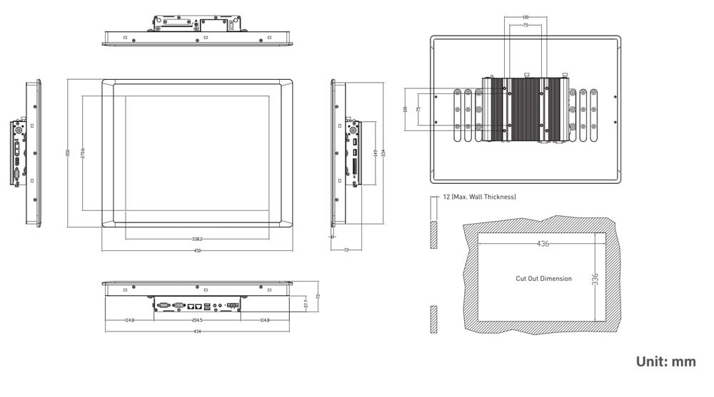 Panel PC CV-117C-R10/P1001-R10 Skizze 2 Panel PC CV-117C-R10/P1001-R10 Skizze 2