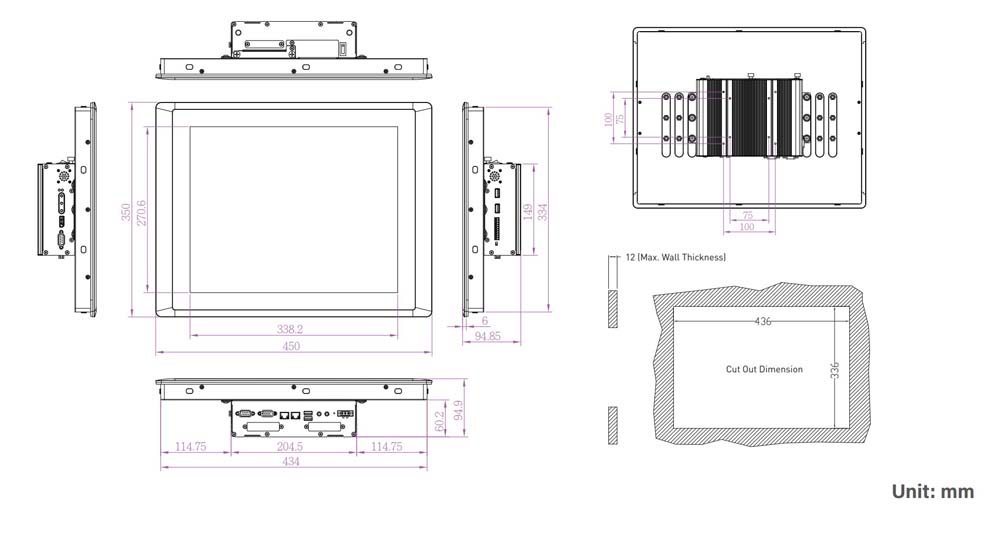 Panel PC CV-117C-R10/P1001E-R10 Skizze 2