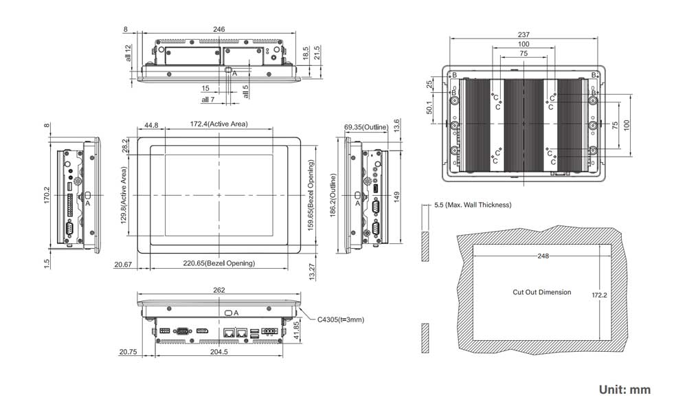 CS-108C-R10/P1201-X6425E-R10 PPC Maße
