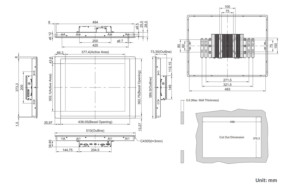 CV-119R-R10/M1101-R10 Industriemonitor 5 CV-119R-R10/M1101-R10 Industriemonitor 5
