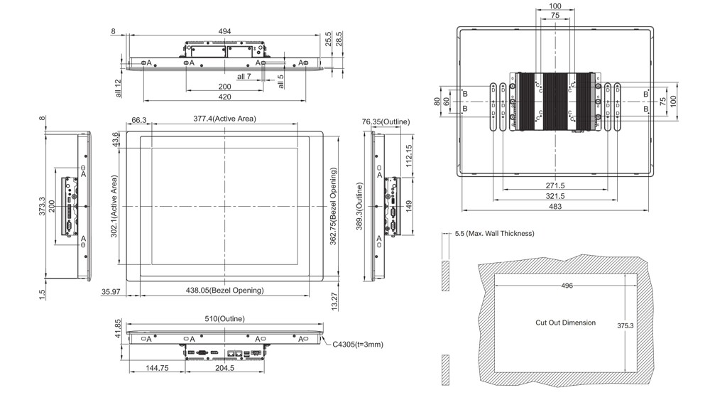 CV-119C-R11/P1201-X6425E-R10 Panel PC 6