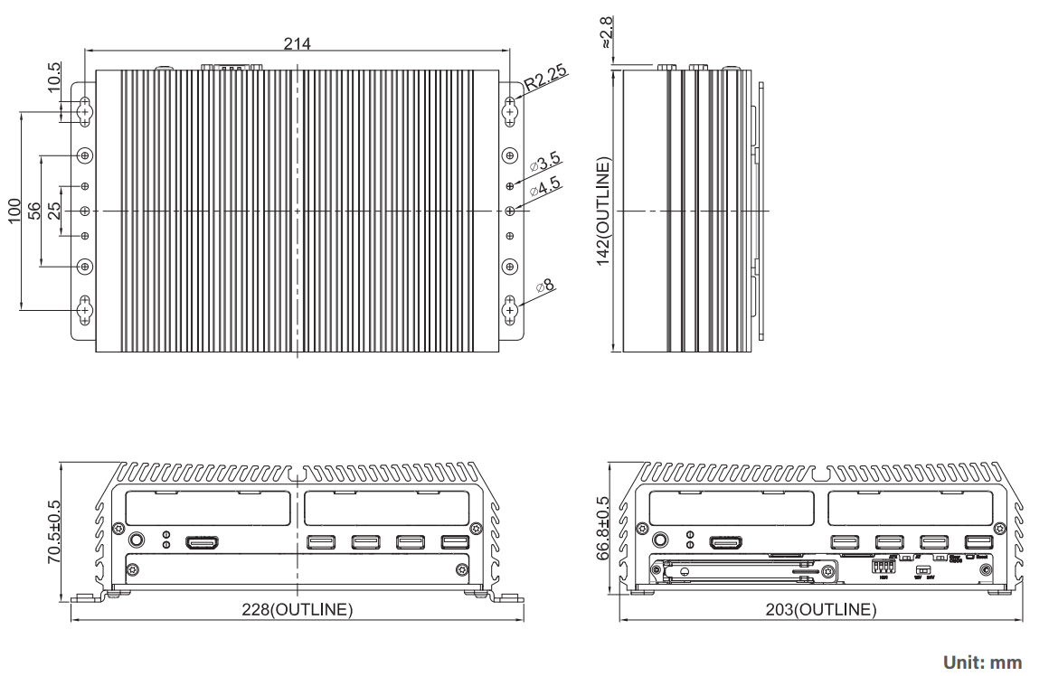 Embedded PC DI-1200-i5-R10 Skizze 2 Embedded PC DI-1200-i5-R10 Skizze 2