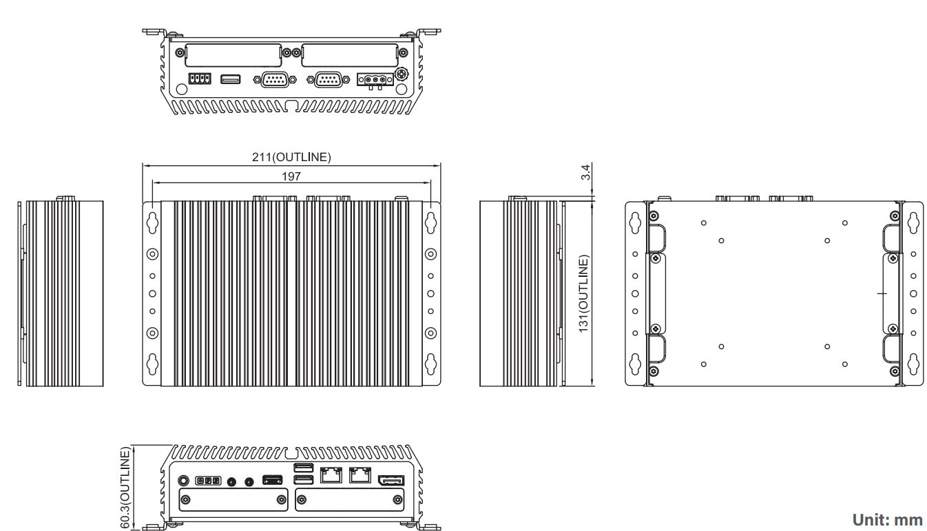 Box PC DC-1300-i3-R10 dimensions Box PC DC-1300-i3-R10 dimensions