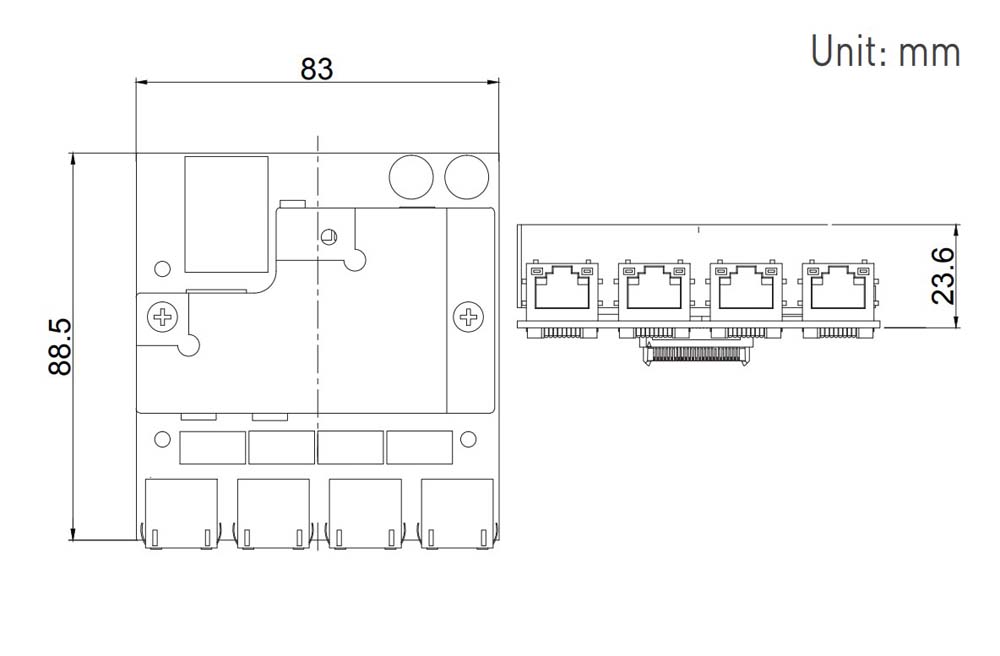 Box PC Module-CMI-PoE104-FB12 Skizze
