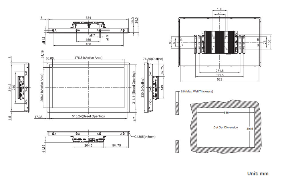 CS-W121C-R10/P1201-X6425E-R10 Panel PC 4 CS-W121C-R10/P1201-X6425E-R10 Panel PC 4