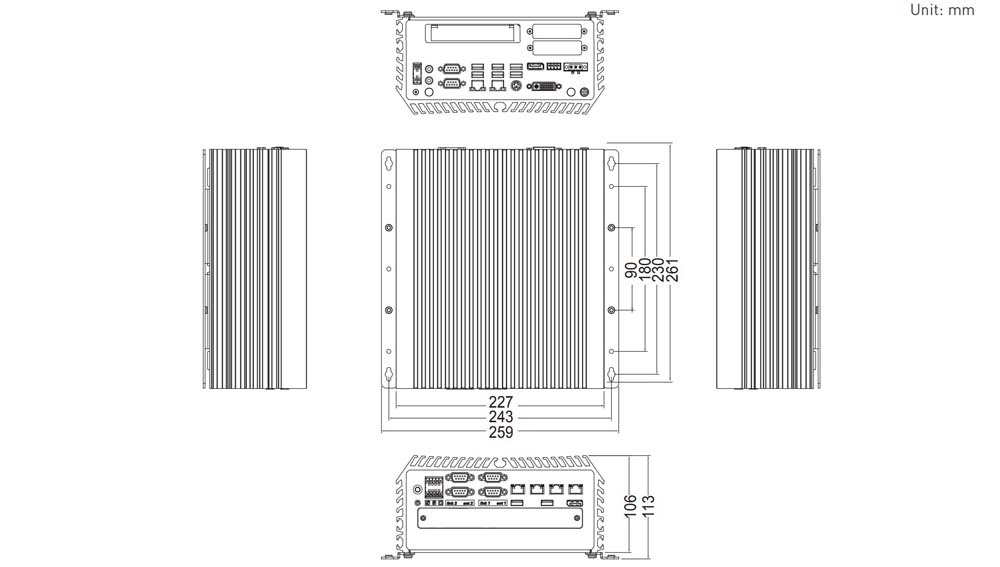 Embedded PC DS-1001P-E-R11 Skizze02 Embedded PC DS-1001P-E-R11 Skizze02