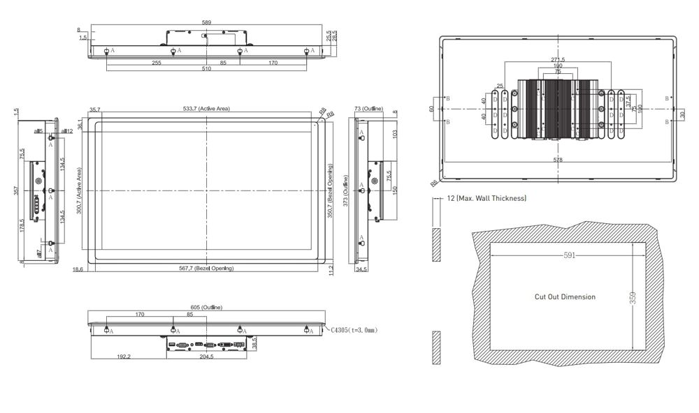 Monitor CV-W124R-R10/M1001-R12 02-Skizze