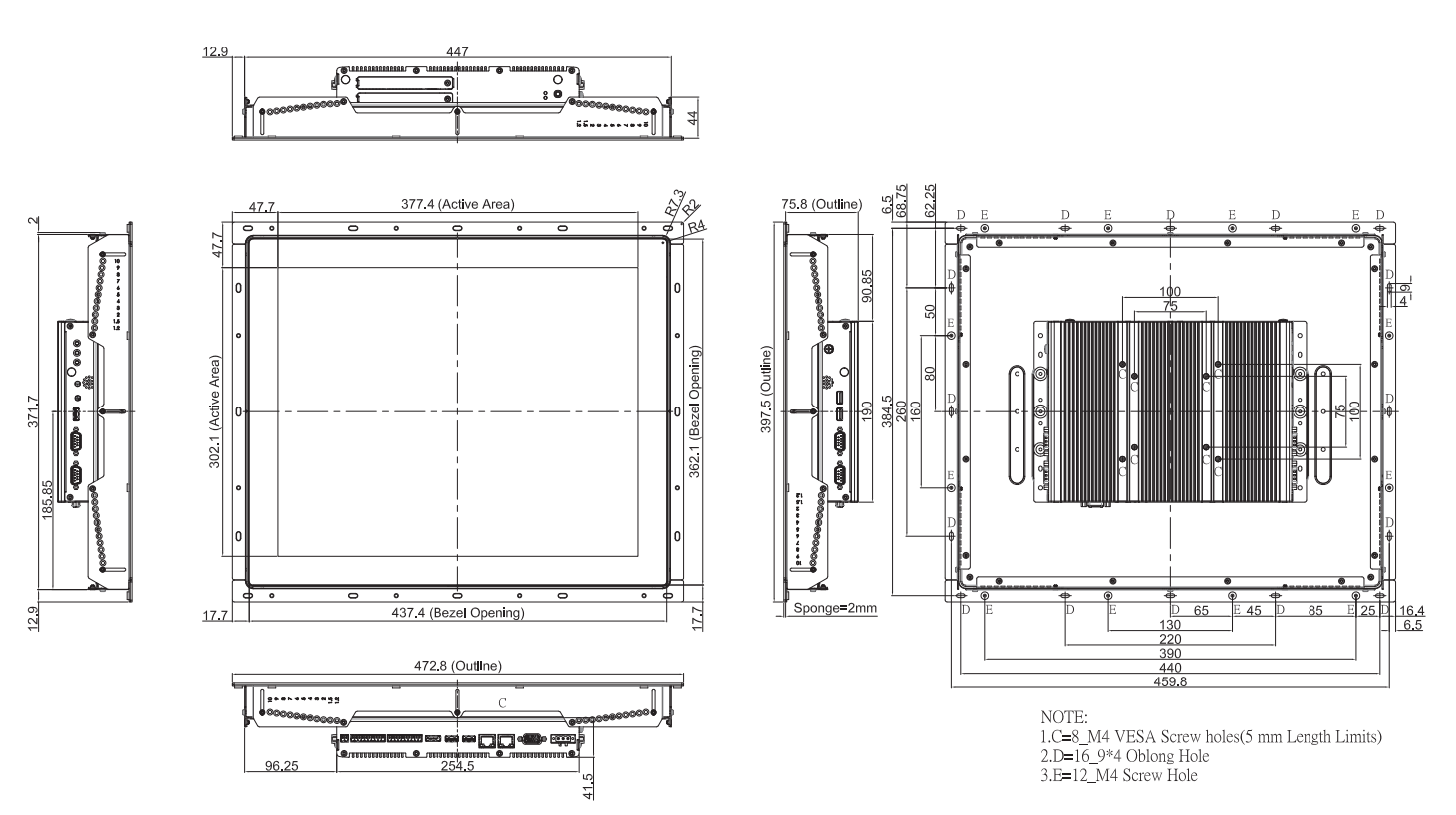 Panel PC CO-119C-R10/P2102-i5-R10 maße 2 Panel PC CO-119C-R10/P2102-i5-R10 maße 2