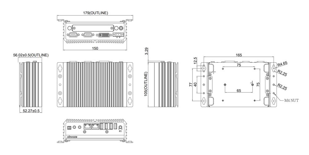 Embedded PC DA-1000-R10 Skizze 02 Embedded PC DA-1000-R10 Skizze 02