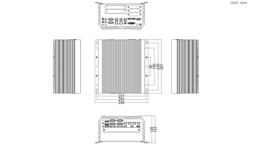 Embedded PC DS-1002L-PE-R11 Skizze02 Embedded PC DS-1002L-PE-R11 Skizze02